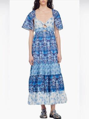 Sandro BLEU Blue Floral Maxi Dress